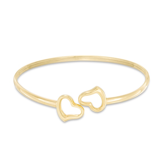 Made in Italy Double Heart Bangle in 10K Gold