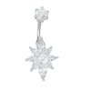 Thumbnail Image 1 of Solid Stainless Steel CZ Sunburst Belly Button Ring - 14G