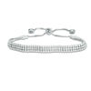 Thumbnail Image 0 of Cubic Zirconia Triple Row Bolo Bracelet in Sterling Silver - 9.5"