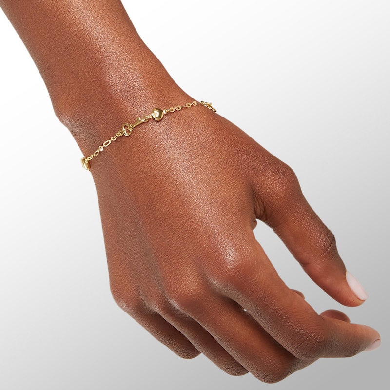 Women's paper clip puff Necklace & Bracelet Set in 10Kt Gold