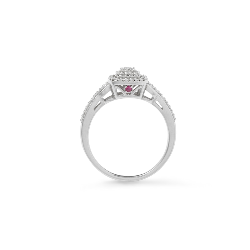 Main Image 5 of 1/5 CT. T.W. Composite Diamond and Pink Sapphire Accent Double Frame Promise Ring in Sterling Silver