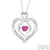 Thumbnail Image 0 of 4mm Lab-Created Ruby and White Sapphire Infinity Heart Pendant in Sterling Silver