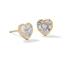 6mm Heart-Shaped Cubic Zirconia Solitaire Stud Earrings in 14K Rose Gold