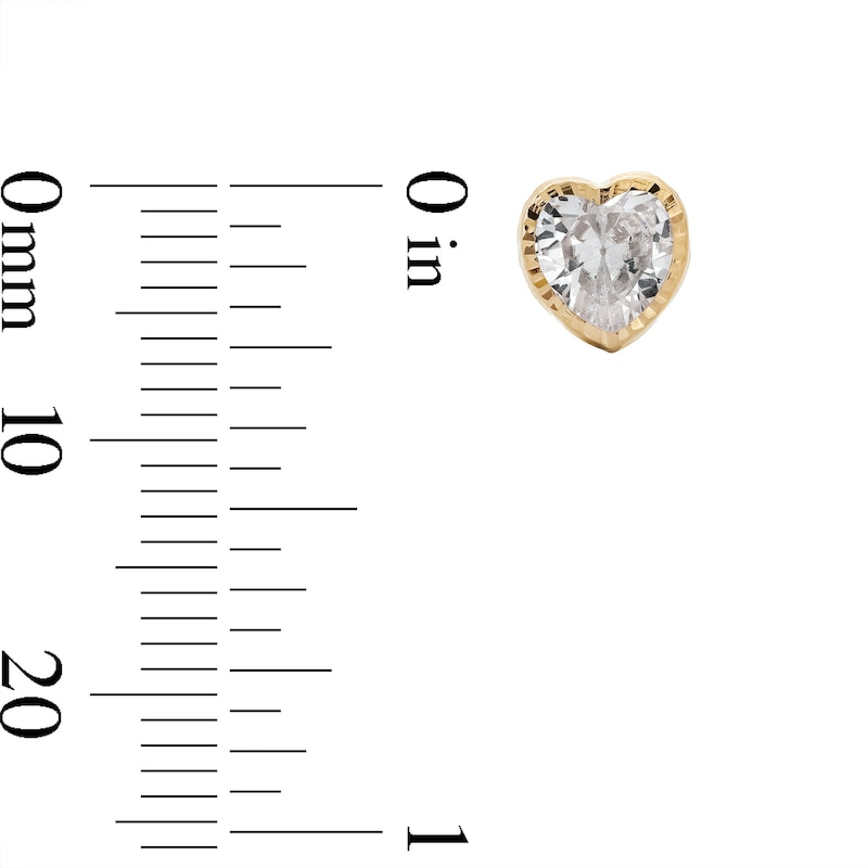 Main Image 3 of 6mm Heart-Shaped Cubic Zirconia Solitaire Stud Earrings in 14K Rose Gold