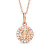 6mm Champagne and White Cubic Zirconia Frame Pendant in 14K Rose Gold - 17"