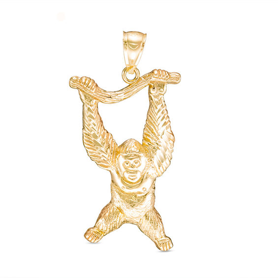 Hanging Monkey Charm in 10K Yellow Gold