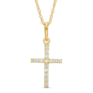 Child's Cubic Zirconia Cross Pendant in 10K Gold - 13