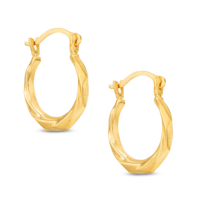 Child's Twisted Octagonal Hoop Earrings in 14K Gold | Banter