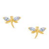 Child's Cubic Zirconia Dragonfly Stud Earrings in 14K Gold