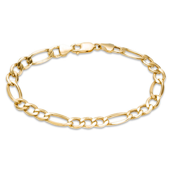 150 Gauge Hollow Figaro Chain Bracelet in 10K Gold - 8"