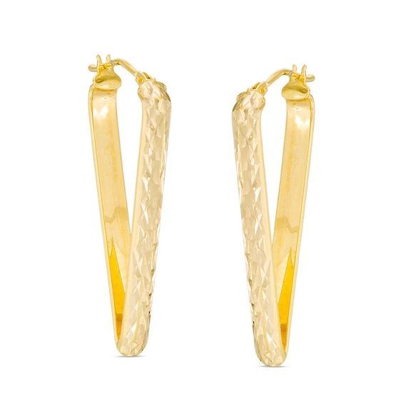 Made in Italy Diamond-Cut "V" Hoop Earrings in 10K Gold