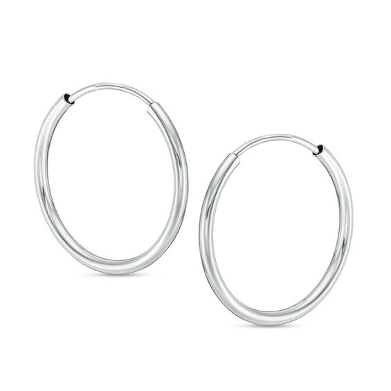 20mm Tube Hoop Earrings in 14K White Gold
