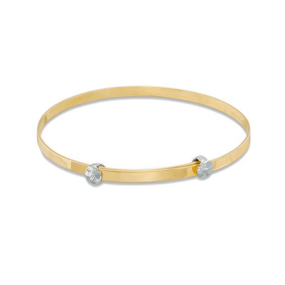 Child's Diamond-Cut Adjustable Bangle in 10K Two-Tone Gold