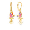 Thumbnail Image 0 of Child's Cubic Zirconia Accent Enamel Butterfly Earrings in Brass and 18K Gold Plate