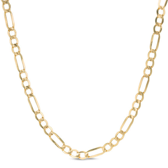 Made in Italy 120 Gauge Bevelled Figaro Chain Necklace in 10K Gold - 30"