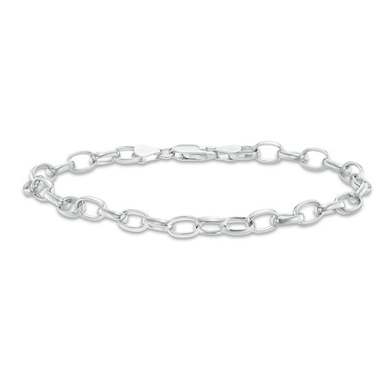 Oval Rolo Chain Bracelet in Sterling Silver - 7.5"