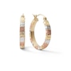 Thumbnail Image 1 of 10K Hollow Gold Diamond-Cut Chevron Tri-Tone Hoops