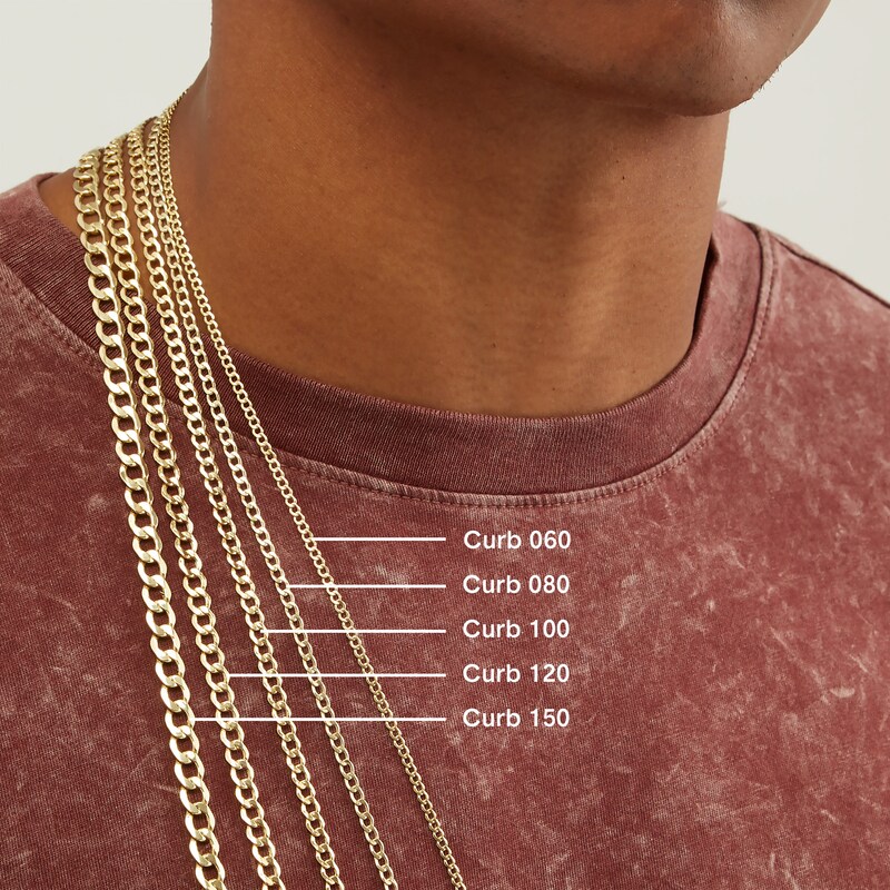 Main Image 3 of 200 Gauge Cuban Curb Chain Necklace in 10K Gold Bonded Sterling Silver - 26&quot;