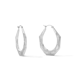 21mm Studded Octagon Hoop Earrings in Hollow Sterling Silver