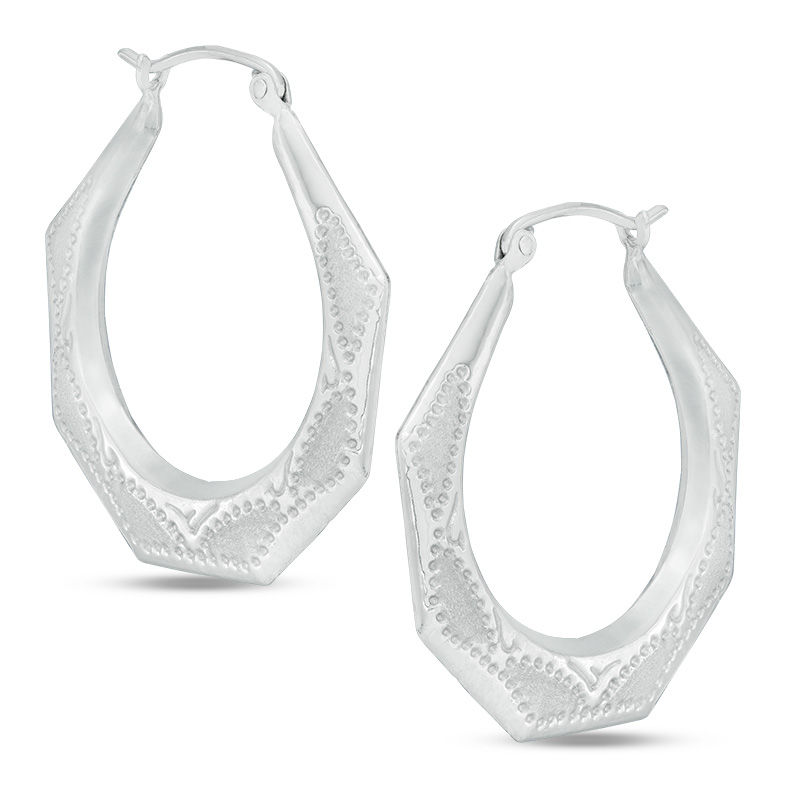 Octagon Hoop Earrings Sterling Silver