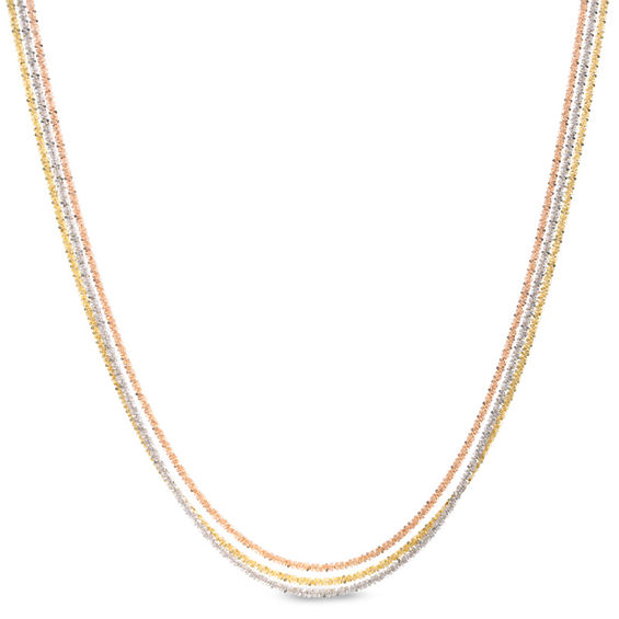 Triple Strand Fashion Chain Necklace in 10K Tri-Tone Gold