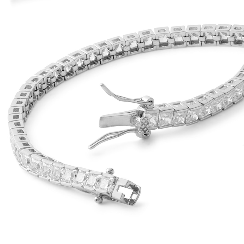 Main Image 2 of 3mm Princess-Cut Cubic Zirconia Tennis Bracelet in Sterling Silver - 7.25&quot;