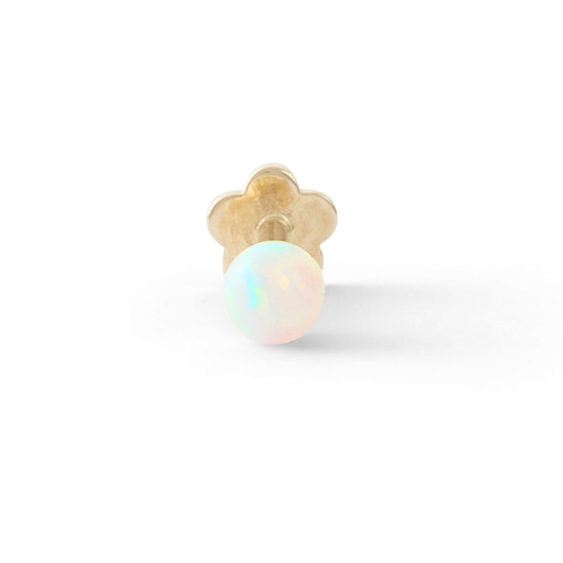 Main Image 3 of 14K Tube Gold Simulated Opal Stud - 18G 5/16&quot;