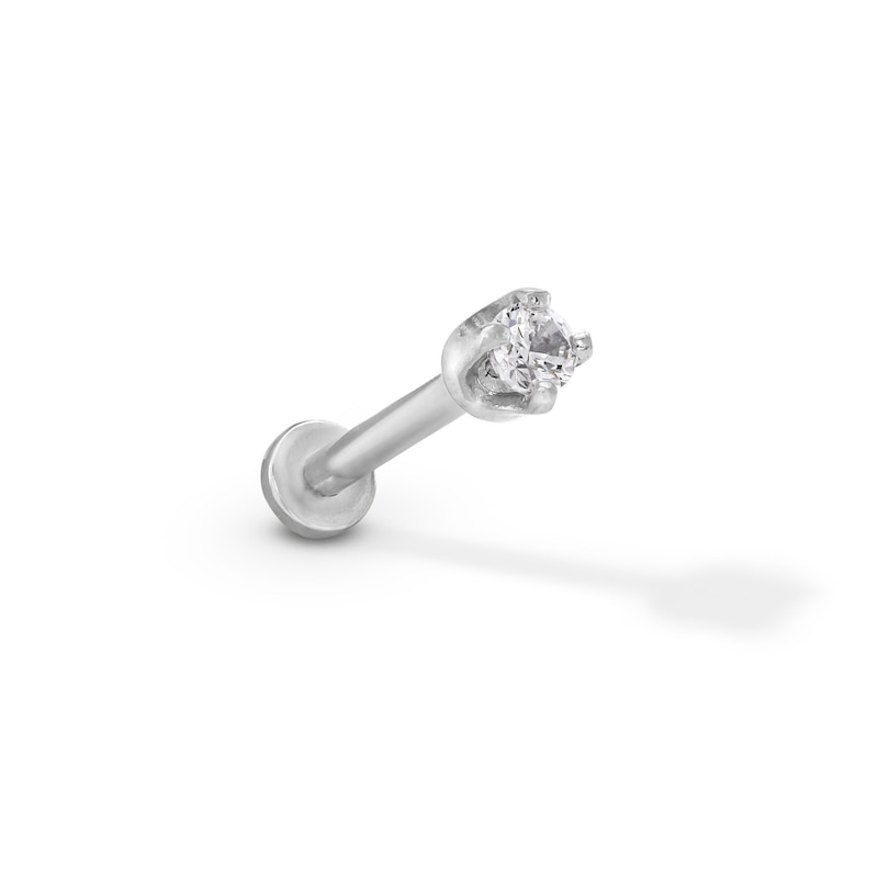 Main Image 1 of 14K Tube Gold CZ Barbell - 18G 5/16&quot;