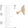 Thumbnail Image 3 of 14K Gold Tube CZ Leaf Stud - 18G 5/16&quot;