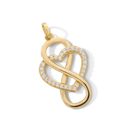 Cubic Zirconia Interlocking Infinity and Heart Necklace Charm in 10K Solid Gold