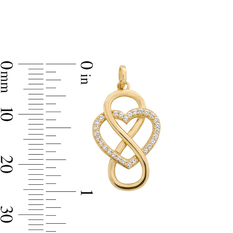 Main Image 3 of Cubic Zirconia Interlocking Infinity and Heart Necklace Charm in 10K Solid Gold