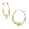 Thumbnail Image 1 of Heart Hoop Earrings in 10K Stamp Hollow Two-Tone Gold