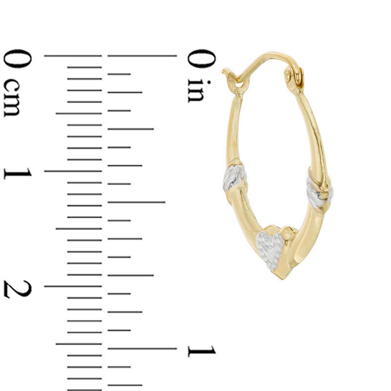 Heart Hoop Earrings in 10K Stamp Hollow Two-Tone Gold