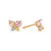 Thumbnail Image 1 of Child's Multi-Color Cubic Zirconia Butterfly Stud Earrings in 14K Gold