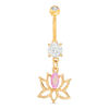 Thumbnail Image 1 of Yellow Ion Plated CZ and Crystal Lotus Belly Button Ring - 14G 3/8&quot;