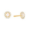 Thumbnail Image 1 of Child's 3mm Simulated Opal and Cubic Zirconia Frame Stud Earrings in 14K Gold