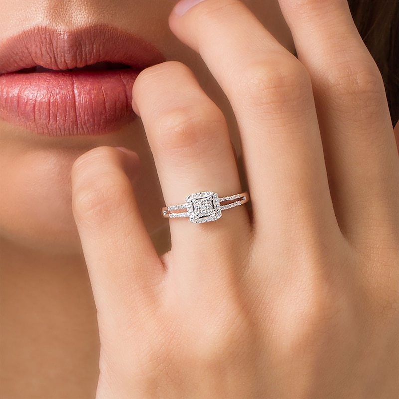 Composite Diamond Accent Square Promise Ring in 10K White Gold