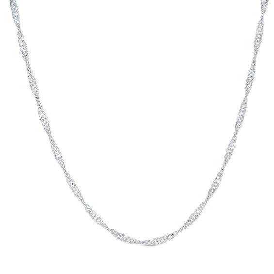 030 Gauge Singapore Chain Necklace in 10K White Gold - 22"