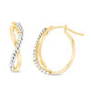 Thumbnail Image 1 of Made in Italy Crystal Oval Infinity Hoop Earrings in 10K Gold