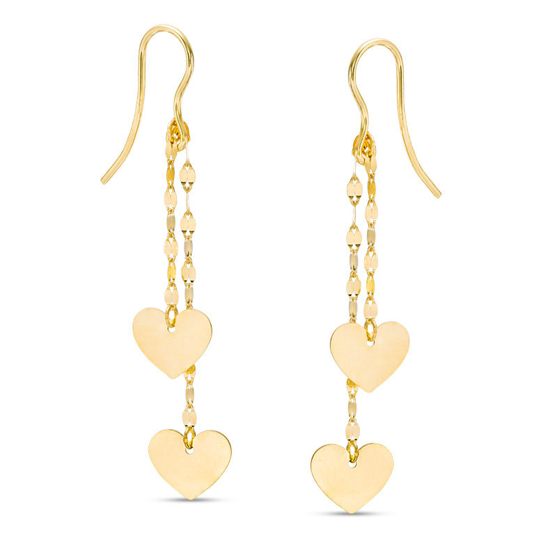 Made in Italy Double Heart Mirror Drop Earrings in 10K Gold | Banter