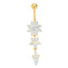 Thumbnail Image 1 of Yellow Ion Plated Teardrop CZ Flower Belly Button Ring - 14G 3/8&quot;