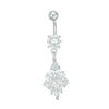 Thumbnail Image 1 of Solid Stainless Steel and Brass CZ Pear-Shaped, Marquise and Round Dangle Belly Button Ring - 14G 3/8&quot;