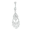 Thumbnail Image 1 of 014 Gauge Cubic Zirconia and Glass Chandelier Dangle Belly Button Ring in Solid Stainless Steel and Brass