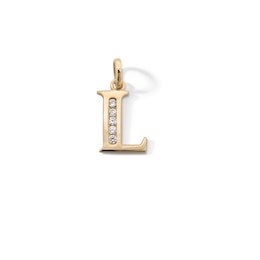 Cubic Zirconia &quot;L&quot; Initial Necklace Charm in 10K Solid Gold