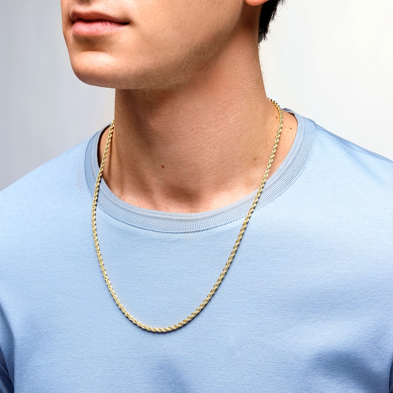 Main Image 5 of 10K Hollow Gold Rope Chain - 24&quot;