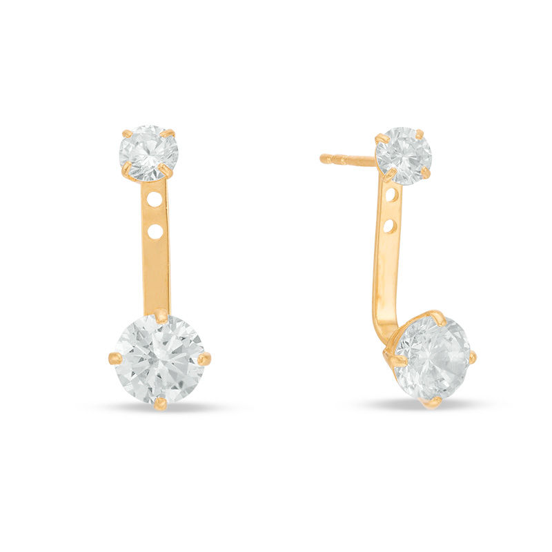 Main Image 1 of Cubic Zirconia Front/Back Earrings in 10K Gold