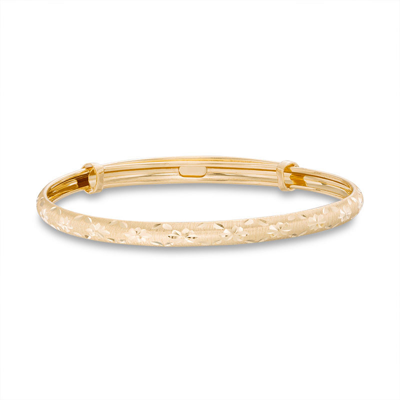 10k Yellow Gold Dual-Textured Diamond Pattern Bangle | Lyla Jewelers