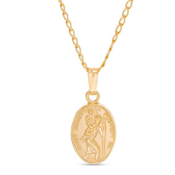Child's Saint Christopher Pendant in Brass with 14K Gold Fill - 15"