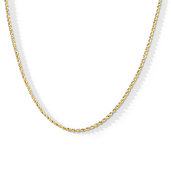 014 Gauge Rope Chain Necklace in 10K Hollow Gold - 24"