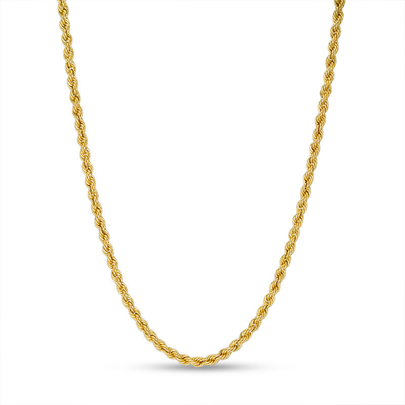 Main Image 1 of 014 Gauge Rope Chain Necklace in 10K Hollow Gold - 24&quot;